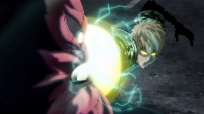 Genos from One-Punch Man fighting