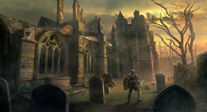 Dark Souls artwork of a knight in ruins
