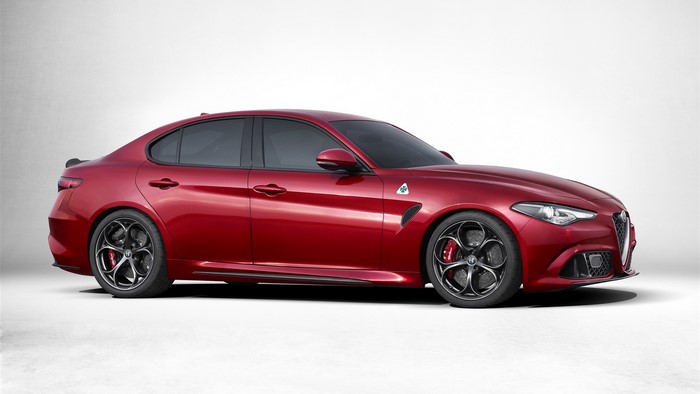 Red Alfa Romeo Giulia Quadrifoglio sedan