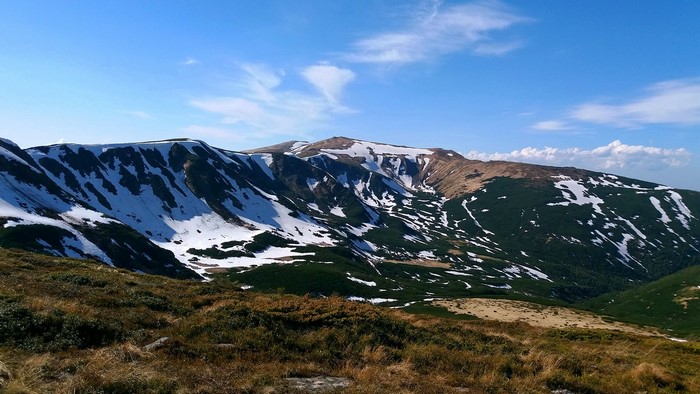 Mountains with snow in Carpathians, Ukraine