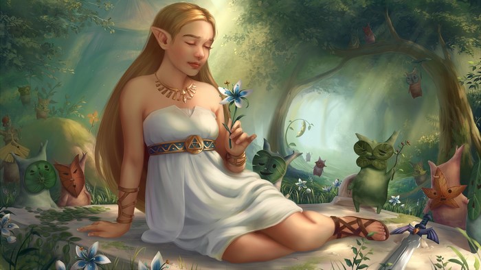 Princess Zelda from The Legend of Zelda in a forest
