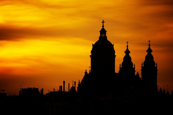 Cathedral silhouette at sunset