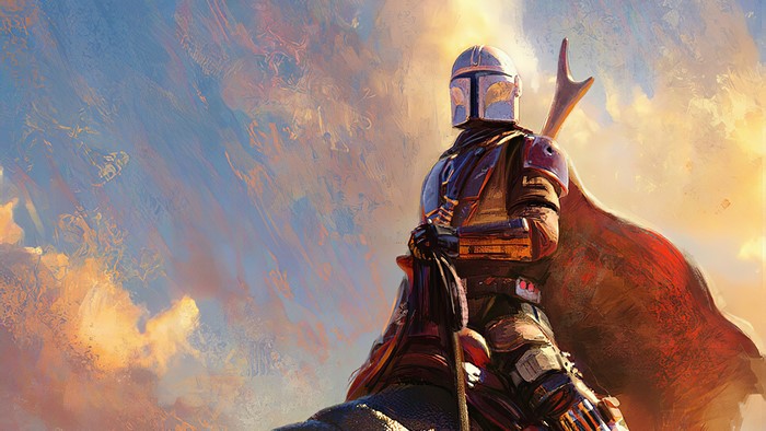 The Mandalorian from Star Wars, oil painting