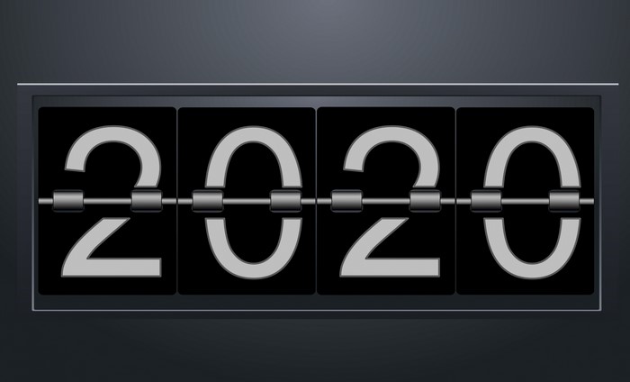 Flip clock showing the year 2020