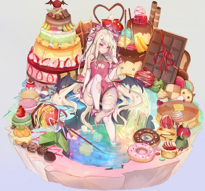 Anime girl sitting in a dessert landscape