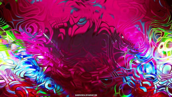Abstract digital art with pink and blue swirls