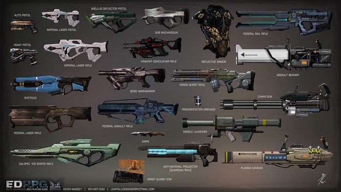 EDRPG Weapons Concept Art by Kev-Art
