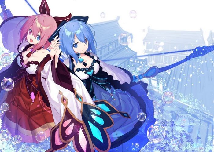Two anime girls with butterfly wings