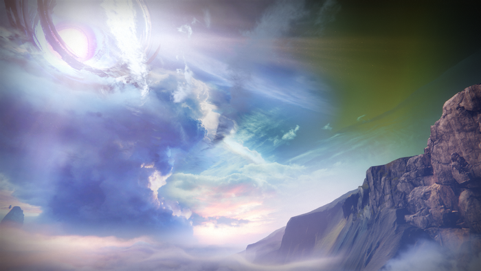 Destiny 2: Sky with Cliff and Celestial Phenomenon