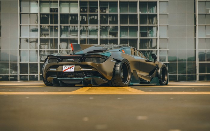 Stanced McLaren 720S supercar with custom body kit