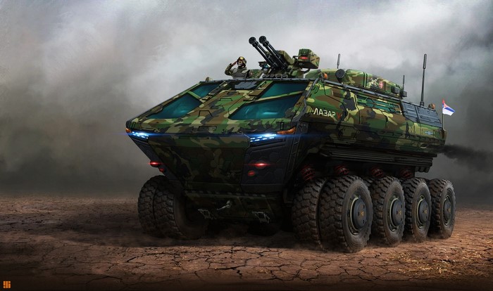Lazar armored vehicle with twin cannons