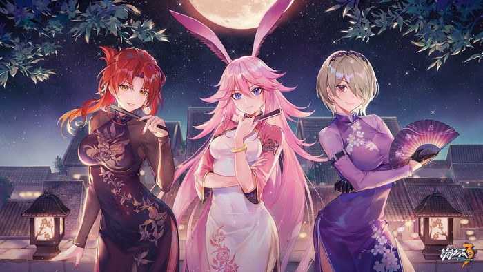 Anime girls in traditional dresses from Honkai Impact 3rd