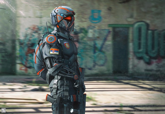 Science fiction soldier artwork by Ivan Sevic