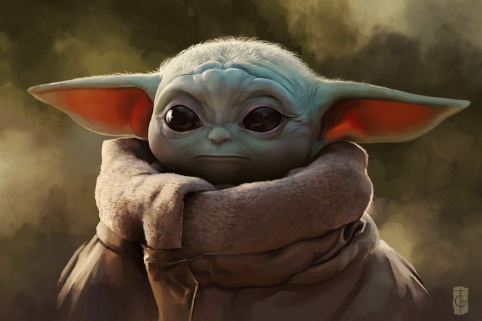 Grogu from The Mandalorian, Star Wars artwork