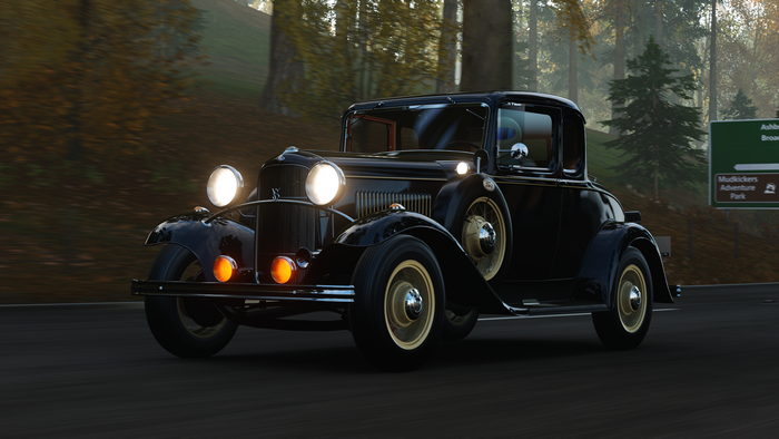 Black 1930s Ford Model B coupe in Forza Horizon 4