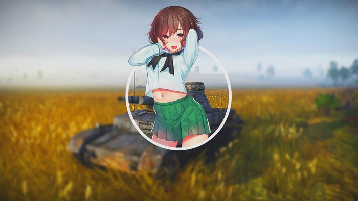 Akiyama Yukari from Girls und Panzer in a field