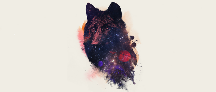 4K Space Art Wolf Galaxy