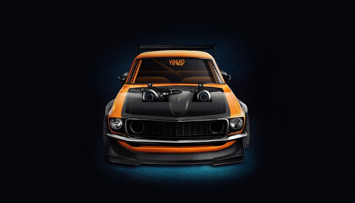 Customized 1969 Ford Mustang with twin turbos