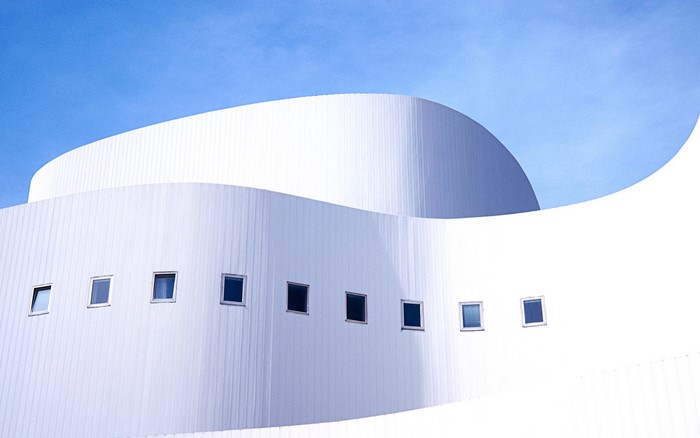 Modern white building with blue sky