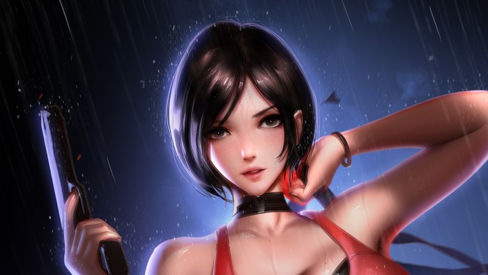 Ada Wong from Resident Evil holding a handgun