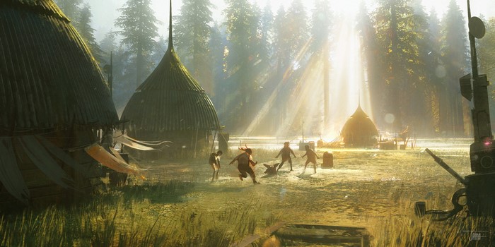 Concept art of The Mandalorian village