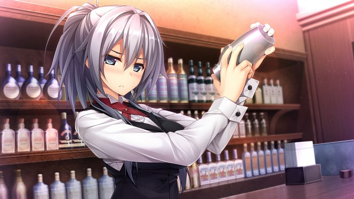 Toba Yurika from Hataraku Otona no Renai Jijou mixing a drink