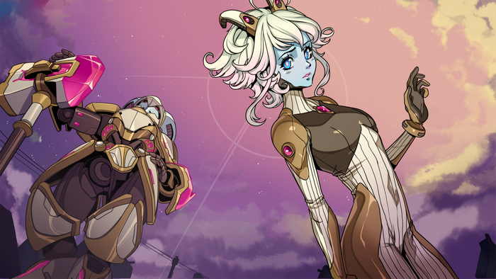 Yrel from Heroes of the Storm with a mecha