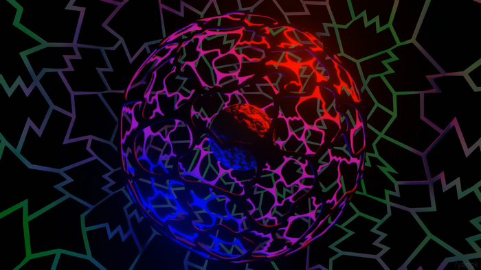 Abstract neon sphere with geometric background