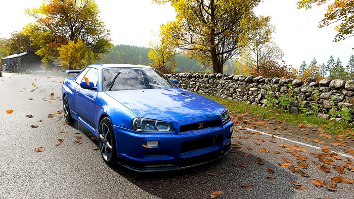 4K Forza Horizon 4 Blue Skyline R34 Car