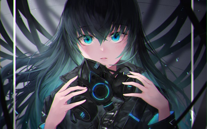Anime girl with gas mask