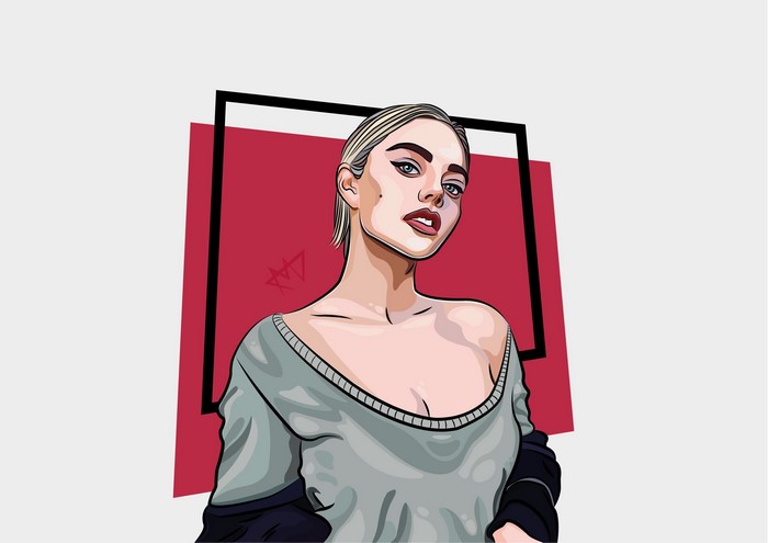 Artwork of a woman with blonde hair