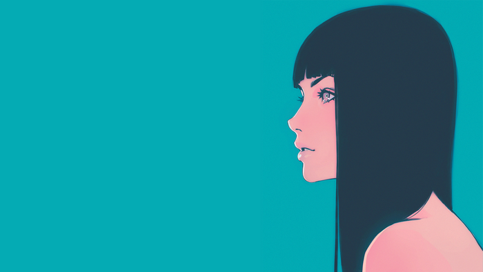Profile of a woman with black hair by Ilya Kuvshinov