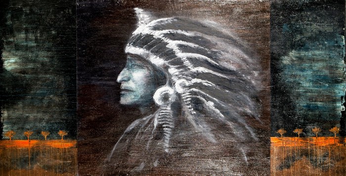 Painting of a Native American Chief in Profile