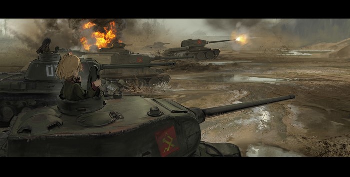 Girls und Panzer anime tanks in battle