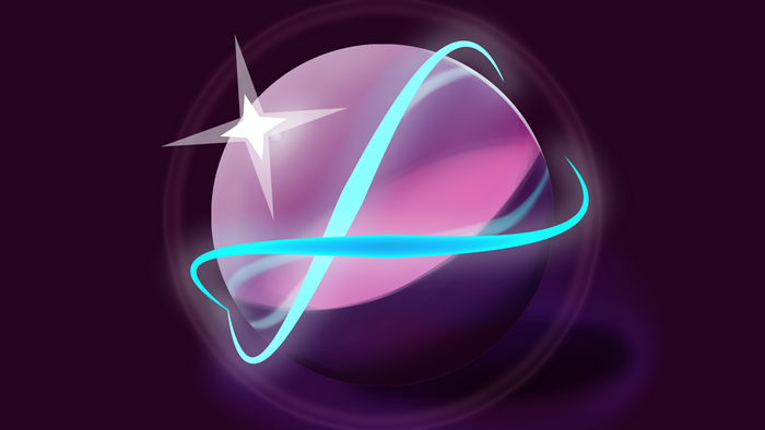 Glowing Orb with Star and Neon Rings