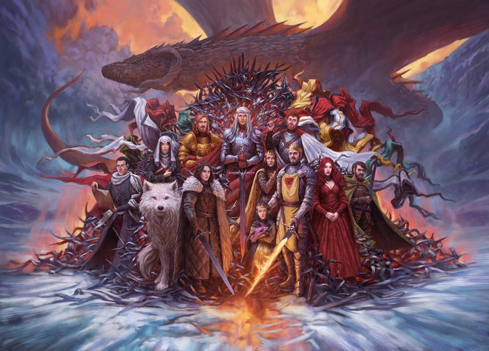 Game of Thrones characters and dragon