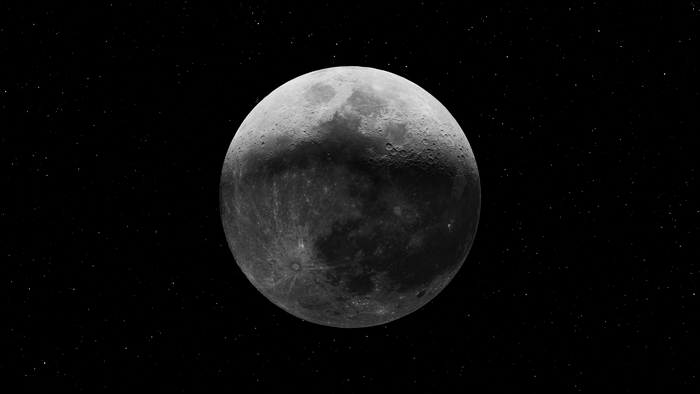 4K Moon in Space with Stars