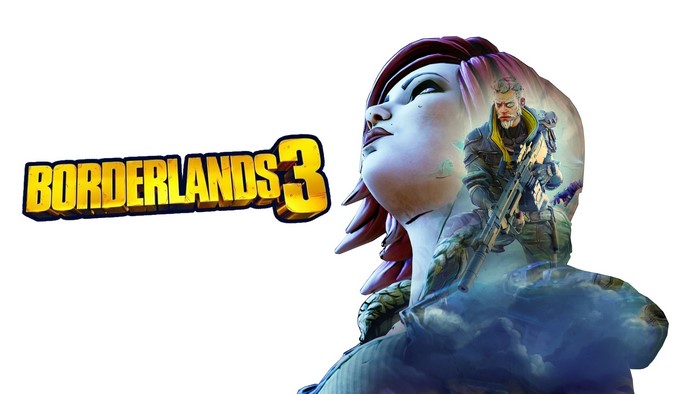 Borderlands 3 logo with Lilith and a Vault Hunter