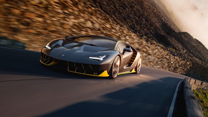 Lamborghini Centenario driving on a mountain road