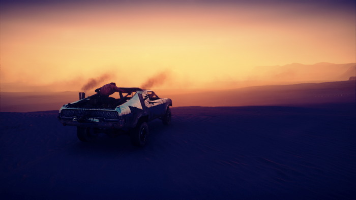Mad Max game screenshot of a car in the desert