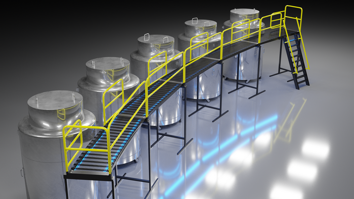 Industrial platform with tanks and ladder