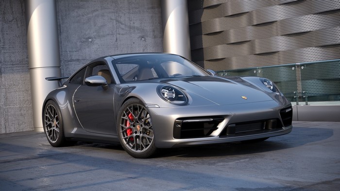 Silver Porsche 911 992 parked outdoors