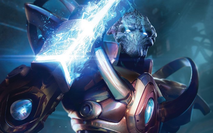 Protoss warrior with energy weapon from StarCraft