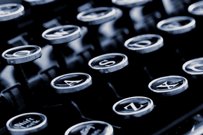 Close-up of vintage typewriter keys