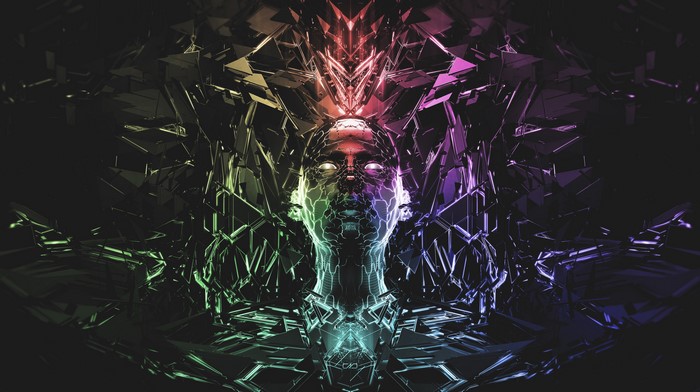 Abstract futuristic 3D render with rainbow colors