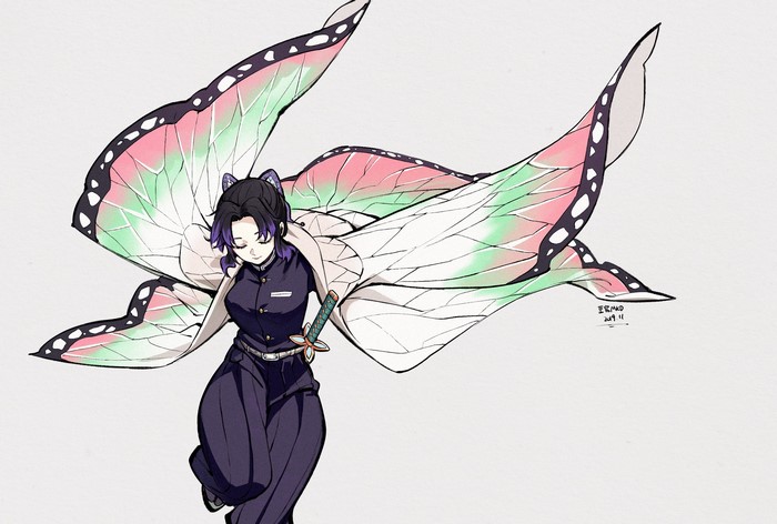 Kochou Shinobu from Kimetsu no Yaiba with butterfly wings