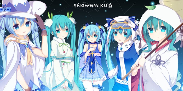 Snow Miku and friends in winter outfits
