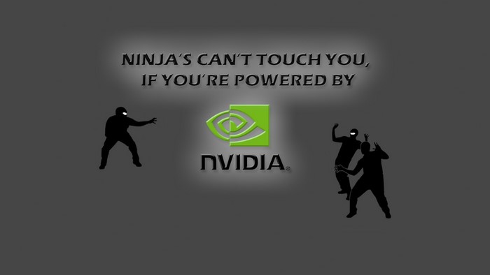 Nvidia logo with ninjas