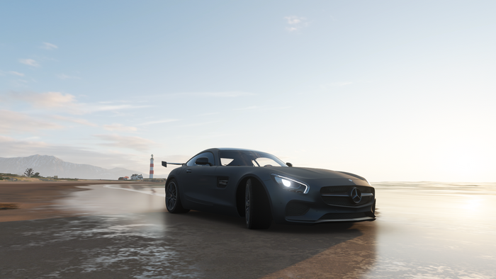 Mercedes-AMG GT R from Forza Horizon 4 on a beach