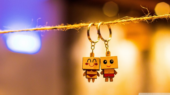 Couple keychains hanging on a string